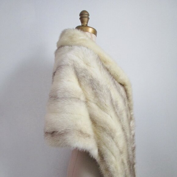 Cross Mink Fur Stole Open Front Very Long Cape Style Real Fur - Picture 6 of 9